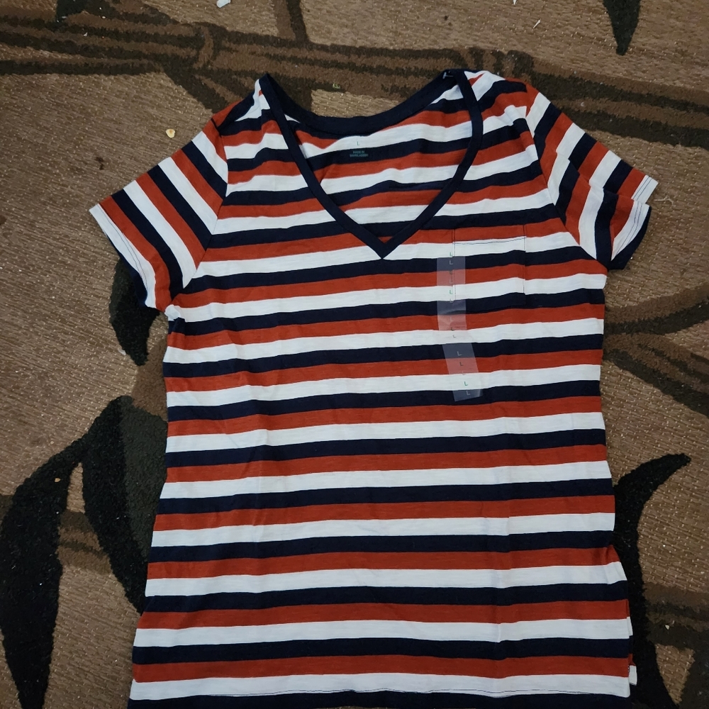 Ladies Dip V- Neck Tee Short Sleeve